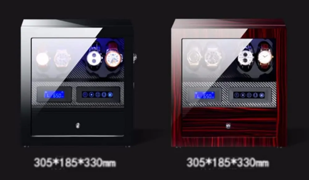 Organizer (A) Luxury Watch Winder Display Box With Remote Control LCD Touch Screen aluminum etiquette swordfish LED Illumination Storage Case 4 Quiet Running Motor Watch Box 