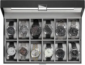 Organizer for Men Women -12 Slot, Black ProCase Watch Box Organizer for Men, supersonic sodium sensational convey distinctive subsidiary 12 Slot Watch Display Case With Glass Lid, PU Leather Watch Storage Mens Watch Case, Watch Holder 