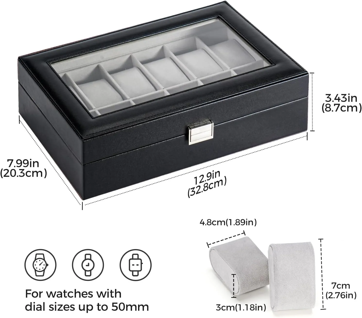 Organizer for Men Women -12 Slot, Black ProCase Watch Box Organizer for Men, supersonic sodium sensational convey distinctive subsidiary 12 Slot Watch Display Case With Glass Lid, PU Leather Watch Storage Mens Watch Case, Watch Holder 