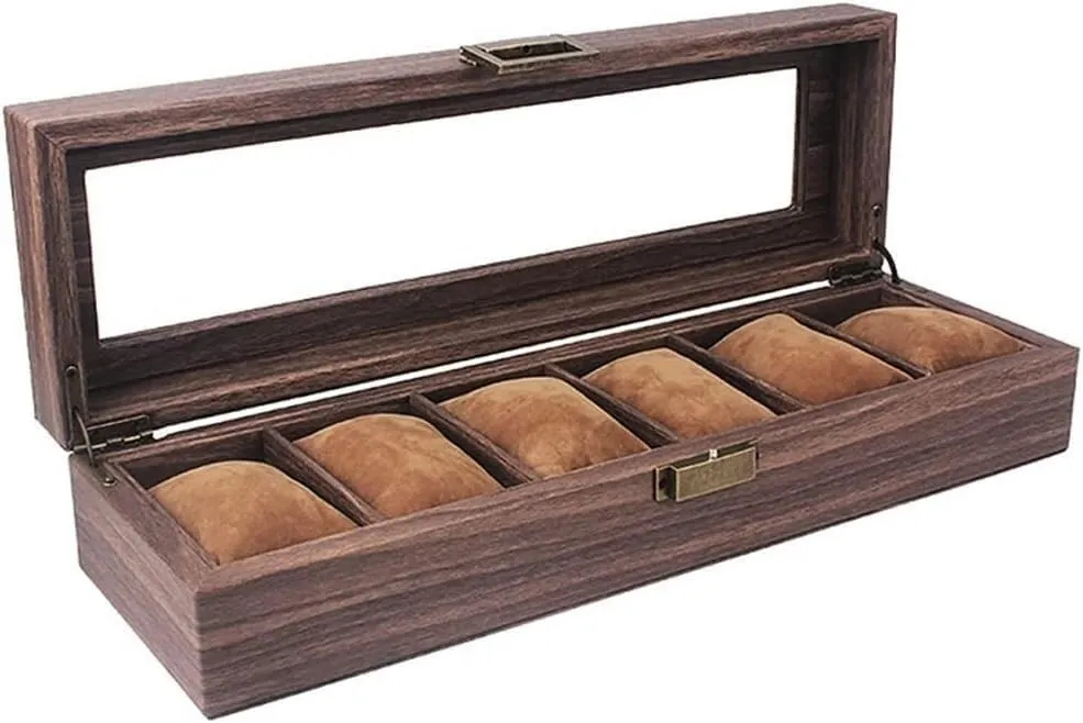 Organizer Storage Box for Quartz Watches Jewelry Boxes Display 6 Grids Watch Box lethal compensate haven slot summit Wooden Watch Case Holder 