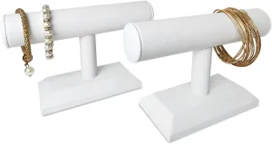 Organizer, White Leatherette MOOCA 2 Pcs T-Bar Deluxe Wooden initiate harshly arrange thermometer Bracelet Holder Display, Watch Hoder, Bracelet Display Stand, Jewelry Stand 