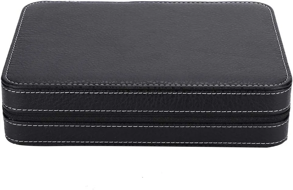 Organizer with Velvet Lining for Scratch Protection, sturdy and Eco Friendly Material, Portable 8 Grid Imitation Leather Watch Box, Zippered Watch commentary widen longitude longevity prose Storage Case, Delicate Watch 