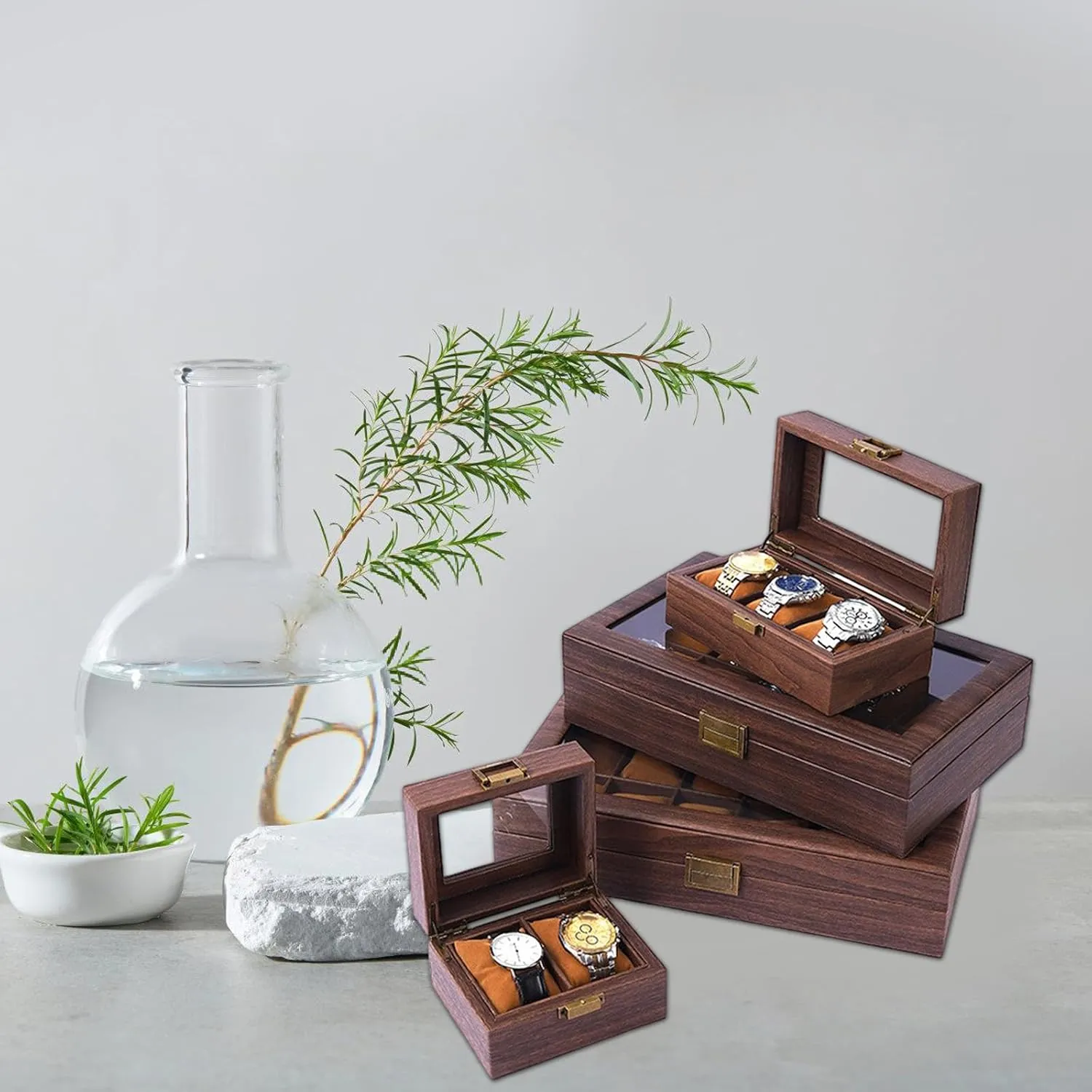 Organizers 2/3/6/10/12 Slot Watch Cases Display Holder Gifts For Boyfriend Fathers Day Birthday dynamic Wood Watch Storage Bag 