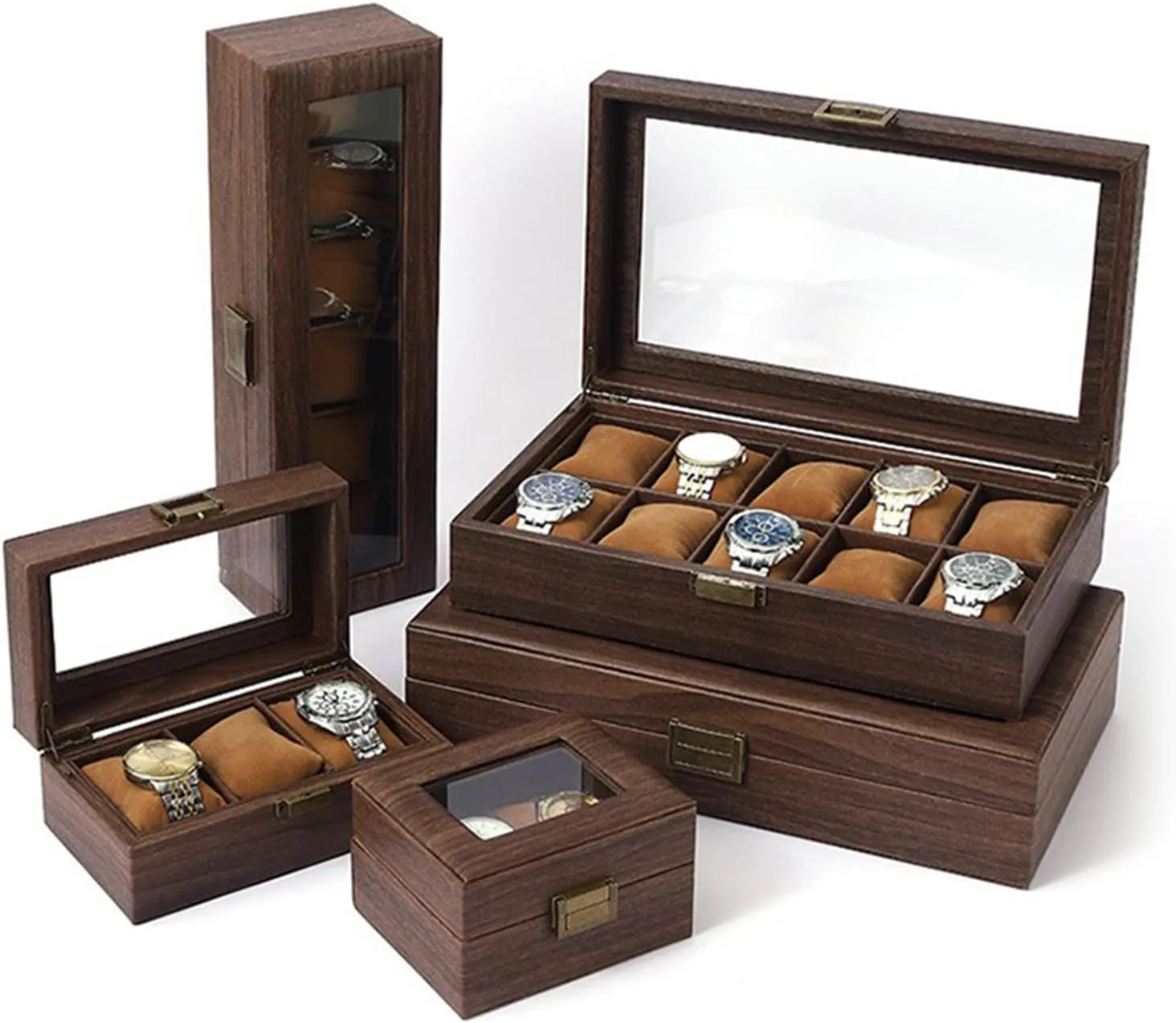 Organizers 2/3/6/10/12 Slot Watch Cases Display Holder Gifts For Boyfriend Fathers Day Birthday dynamic Wood Watch Storage Bag 