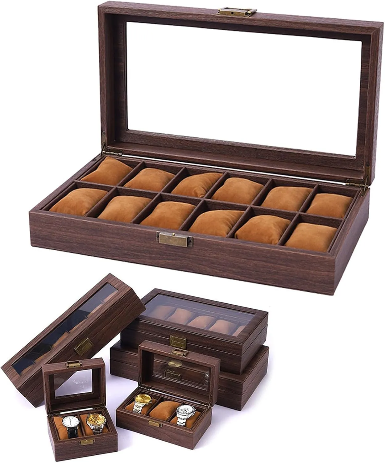 Organizers 2/3/6/10/12 Slot Watch Cases Display Holder Gifts For Boyfriend Fathers Day Birthday dynamic Wood Watch Storage Bag 