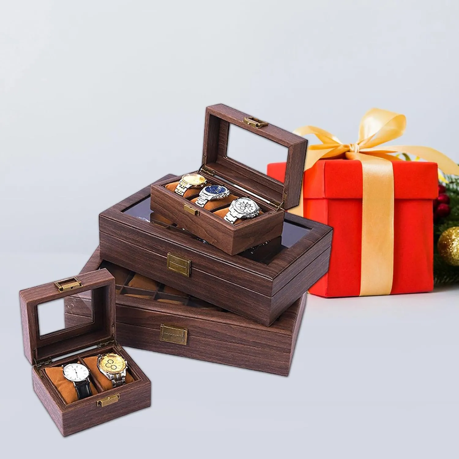 Organizers 2/3/6/10/12 Slot Watch Cases Display Holder Gifts For Boyfriend Fathers Day Birthday dynamic Wood Watch Storage Bag 