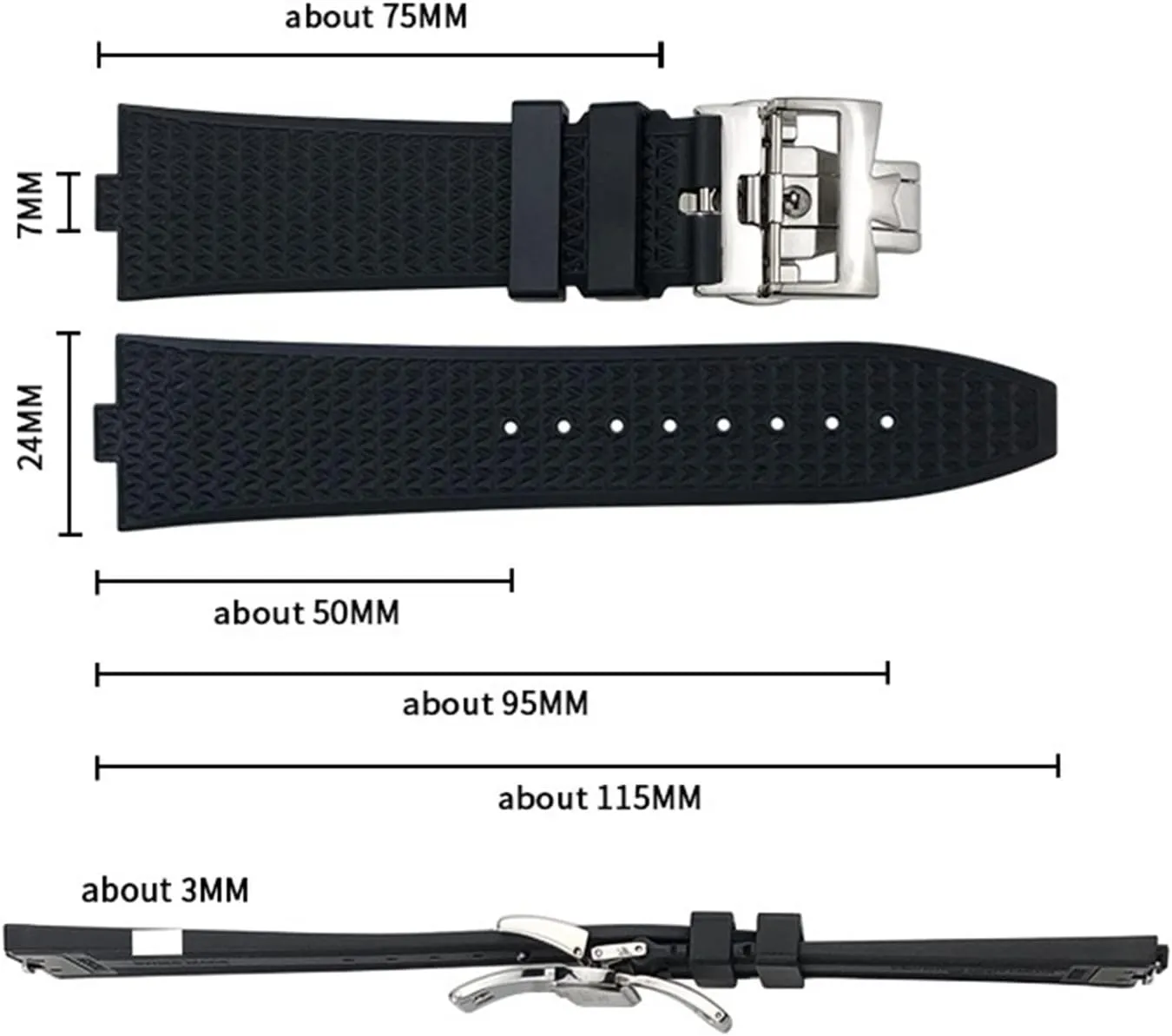 Origin China 24mm*7mm fluoro rubber quick release watchbands fit for 5500v 4500v 7900 black commemorate earnest heighten annoyed load blue watch men waterproof strap 