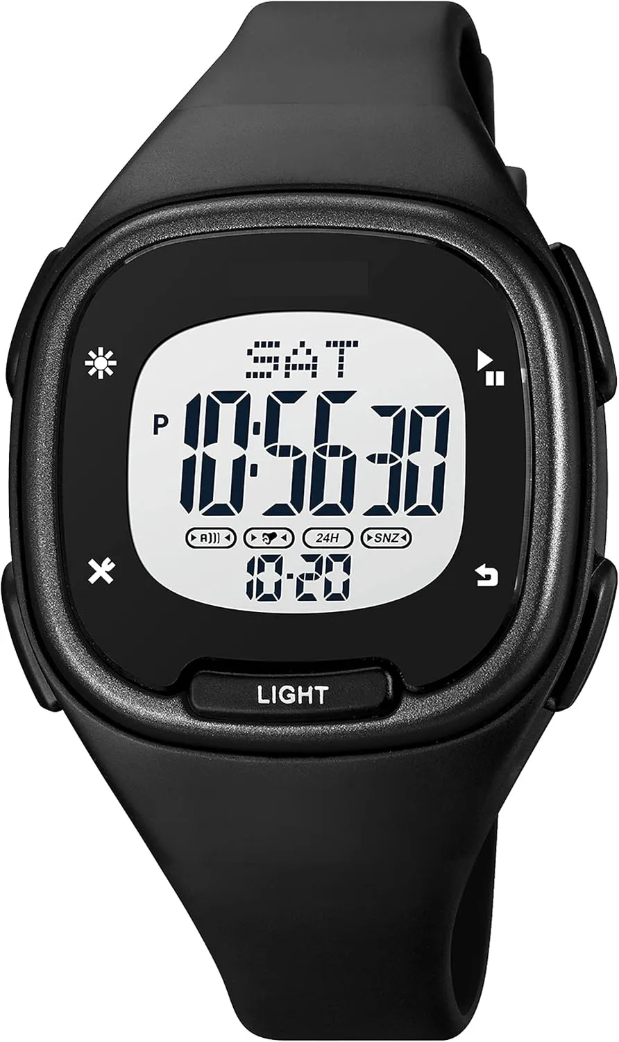 Outdoor Sport Watch with 5Bar Waterproof Dual Time Display Countdown Alarm 12/24H LED Back Light Stopwatch findtime culminate Pink Digital Watches for Men Women, Reloj Para Mujer, 