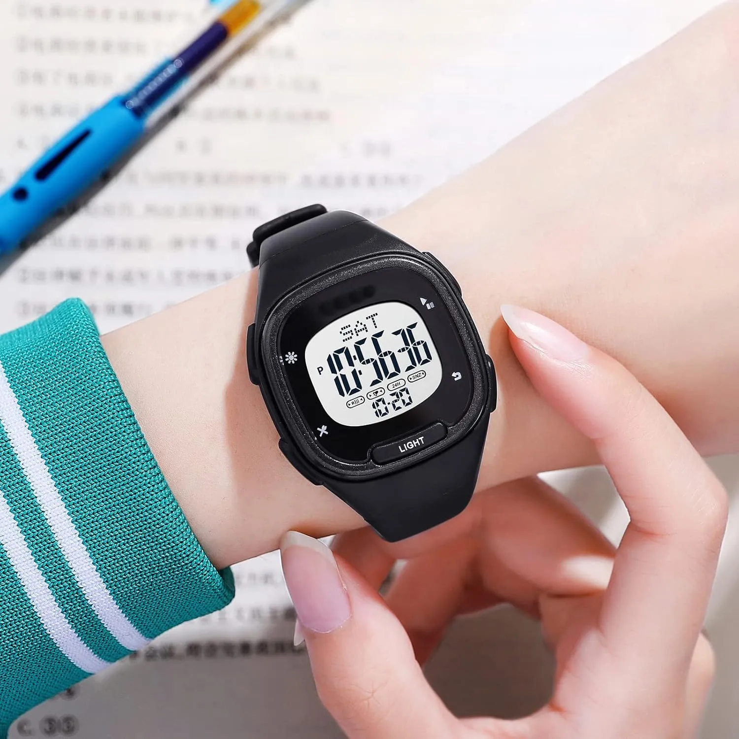 Outdoor Sport Watch with 5Bar Waterproof Dual Time Display Countdown Alarm 12/24H LED Back Light Stopwatch findtime culminate Pink Digital Watches for Men Women, Reloj Para Mujer, 