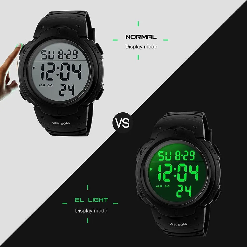 Outdoor Sports Watches Multifunction vitascope yoke Digital Led Military Dual Time Back Light Stopwatch Waterproof Wristwatches for Man with PU Band Watch Mens 