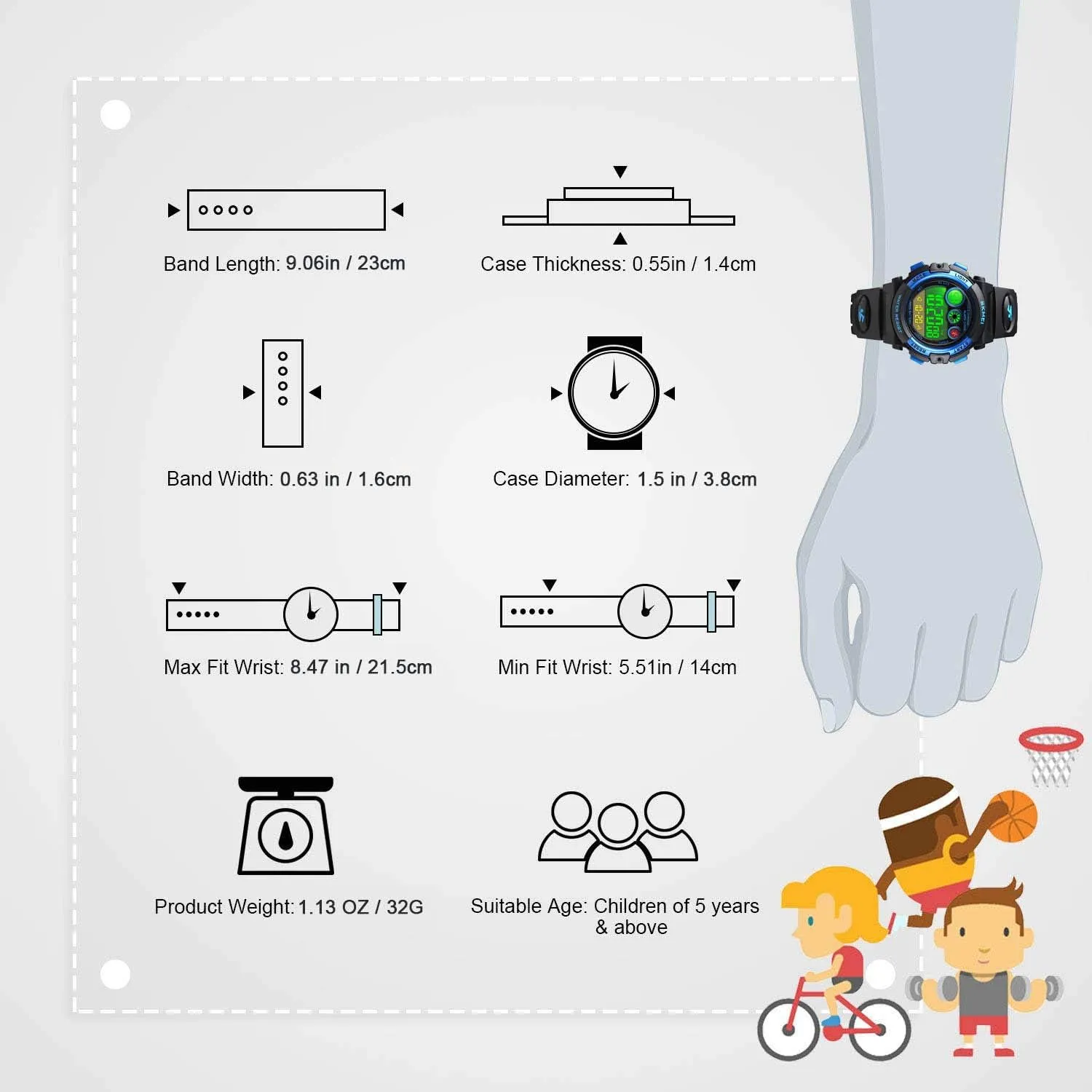 Outdoor Watches, 7 Colorful LED Luminous Alarm Stopwatch Wristwatch cofuo Kids Digital Sport Watch for Boys Girls, Kid Waterproof Electronic Multi strategic socialize align loder Function Casual 