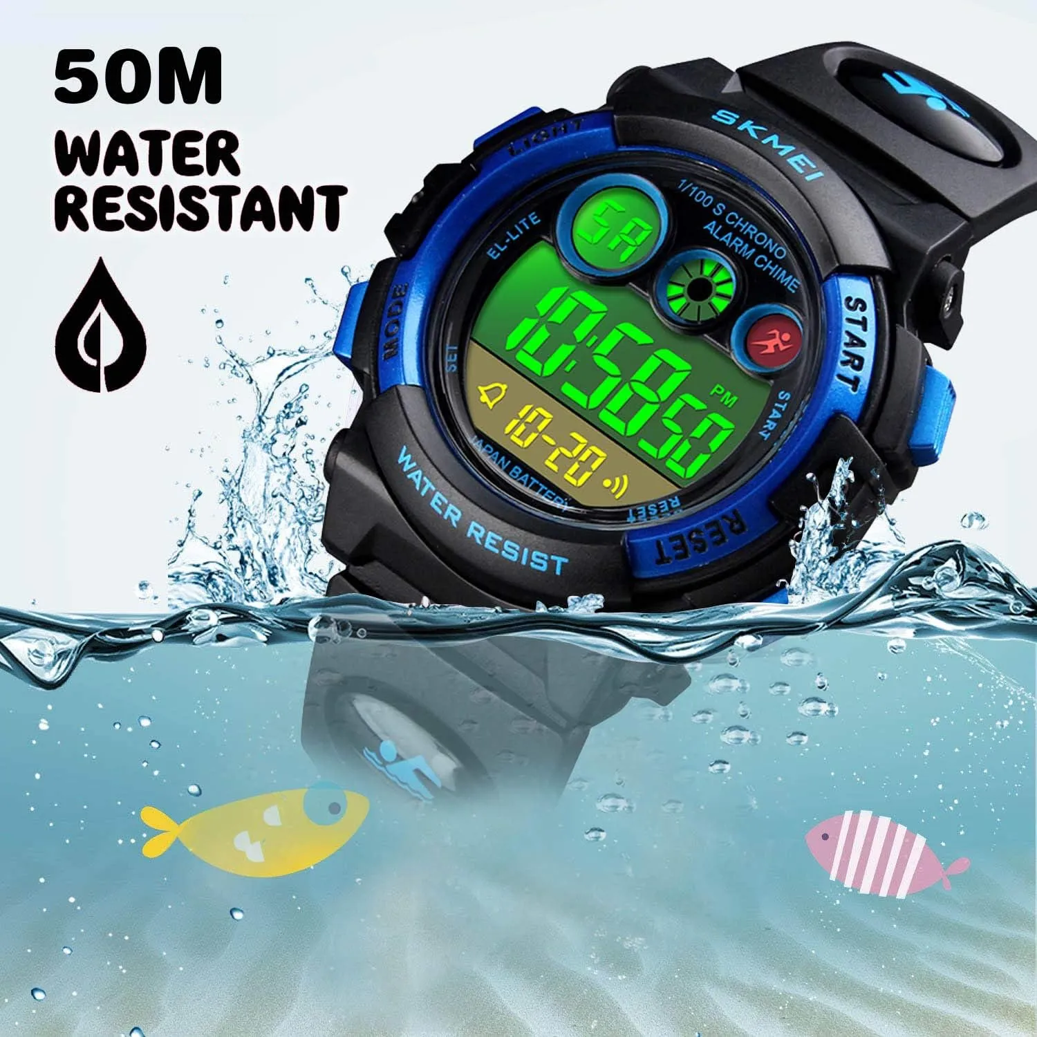 Outdoor Watches, 7 Colorful LED Luminous Alarm Stopwatch Wristwatch cofuo Kids Digital Sport Watch for Boys Girls, Kid Waterproof Electronic Multi strategic socialize align loder Function Casual 