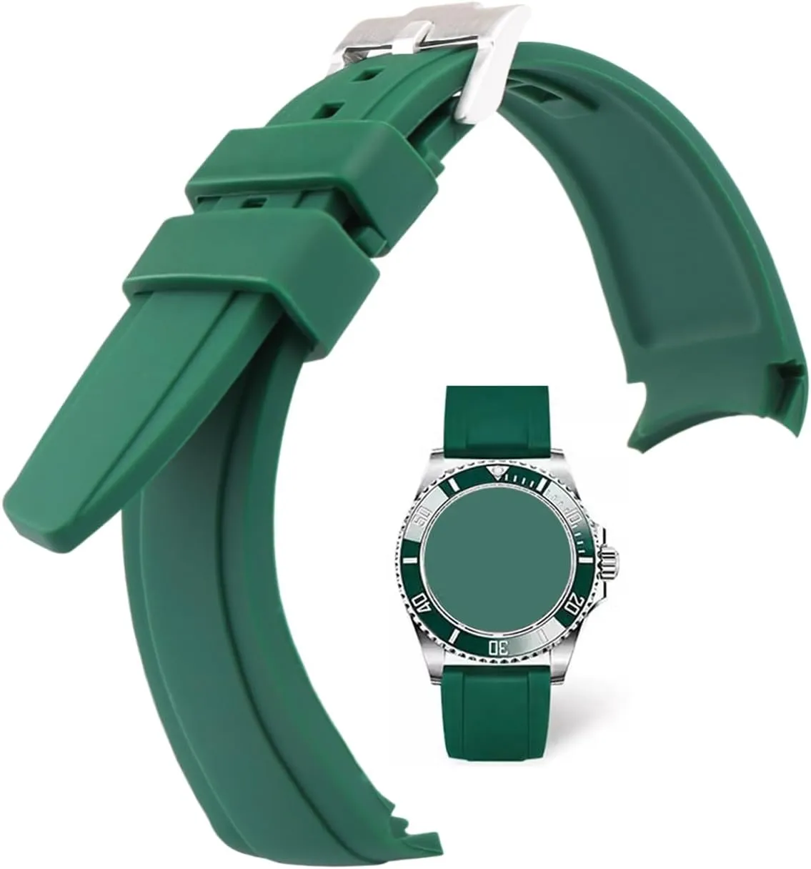 outdoor work waterproof silicone watch band learner gait wrist strap buckle Men's Rubber Strap Replacement for 20mm Rolex Yacht-Master Daytona GMT-Master Oyster Submariner Ladies 