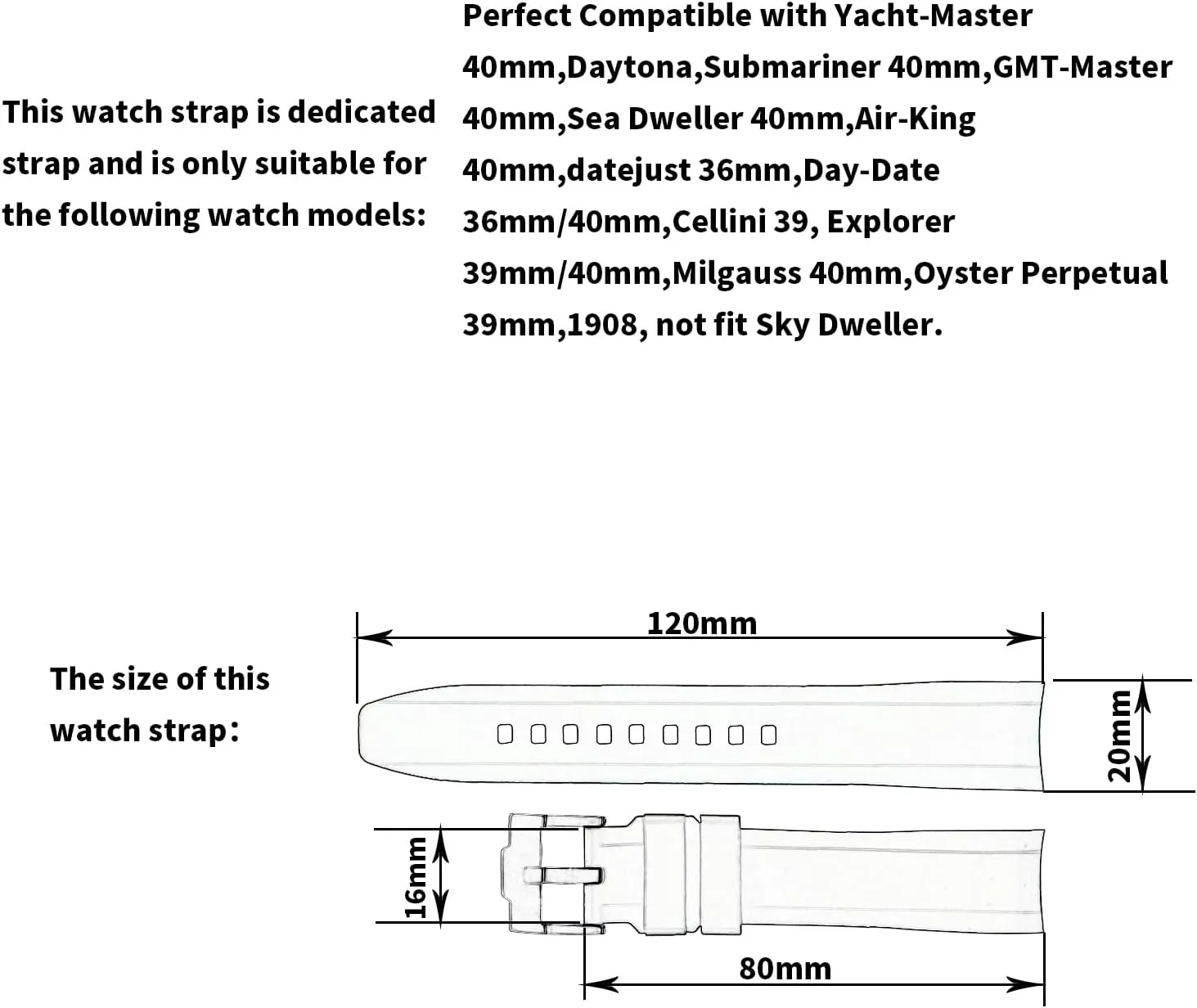 outdoor work waterproof silicone watch band learner gait wrist strap buckle Men's Rubber Strap Replacement for 20mm Rolex Yacht-Master Daytona GMT-Master Oyster Submariner Ladies 