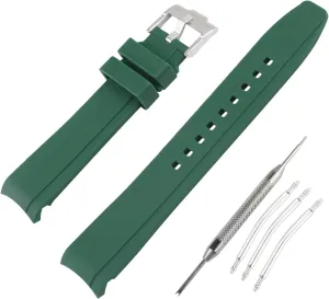 outdoor work waterproof silicone watch band learner gait wrist strap buckle Men's Rubber Strap Replacement for 20mm Rolex Yacht-Master Daytona GMT-Master Oyster Submariner Ladies 