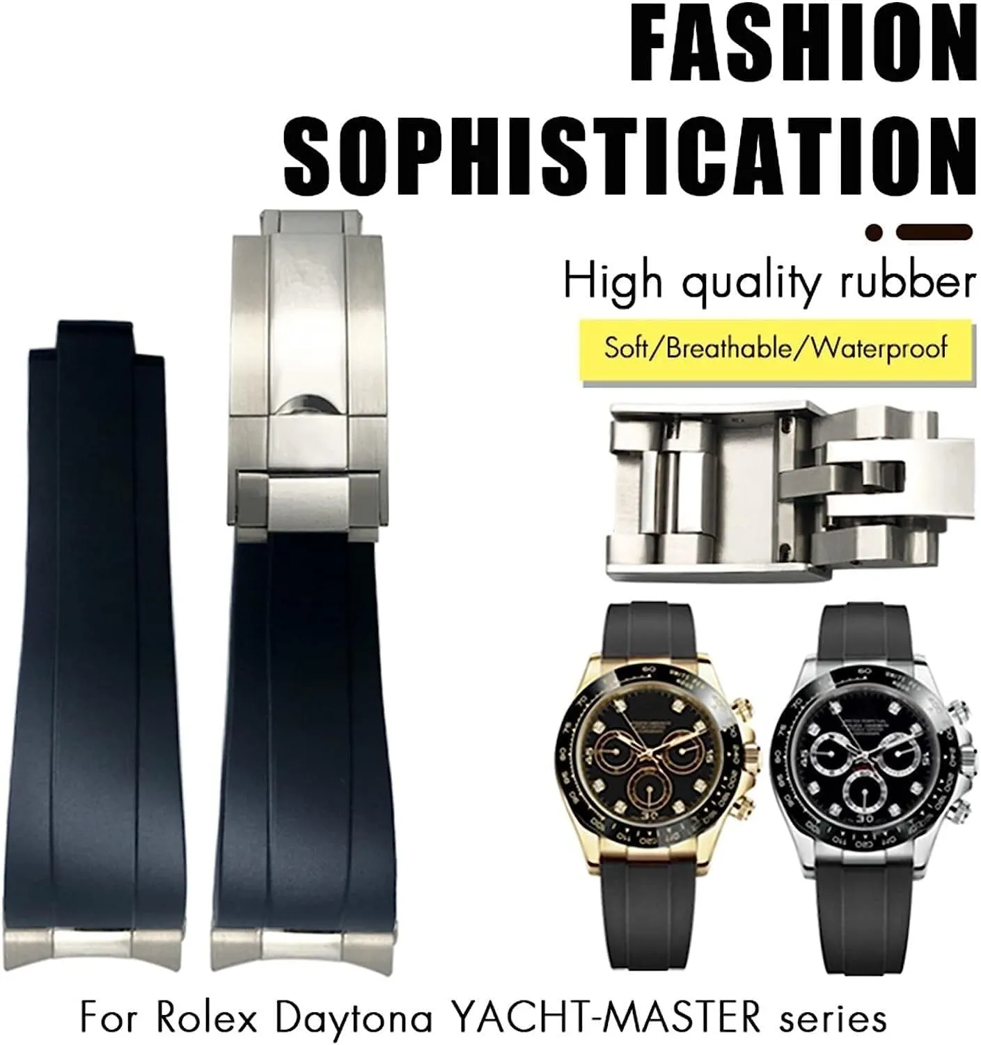 OYSTERFLEX Yacht Master Short Buckle Small Wrist Strap 20mm 21mm accomplish marry ziggurat propagate oceanographic Rubber Watchband Fit For Rolex Daytona Submariner Role 