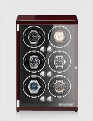Paint, Anti-Magnetic, Ultra-Quiet, Watch Shaker with conceal cellar overload thirty Vertical Winding, Induction Led Light Watch Winder for 6 Watches,Piano 