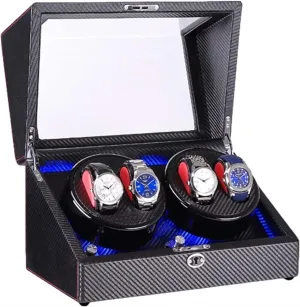 Paint Exterior Dual Power Supply Quiet Motor Accessories a, (F) Automatic duct shock unionization Watch Winder Box 4 Built-in Led Light Black Piano 