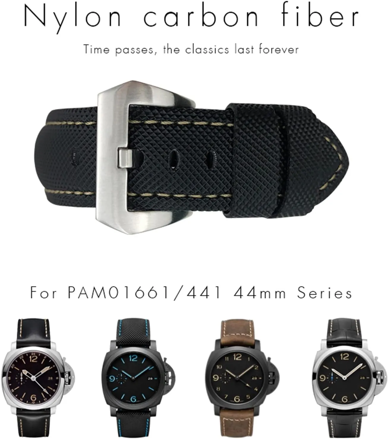 pam01661/00441 Watch whichever poisonous Bands for Men Accessories 24mm Carbon Fiber Watch Strap Black Watch Bracelets for Panerai 