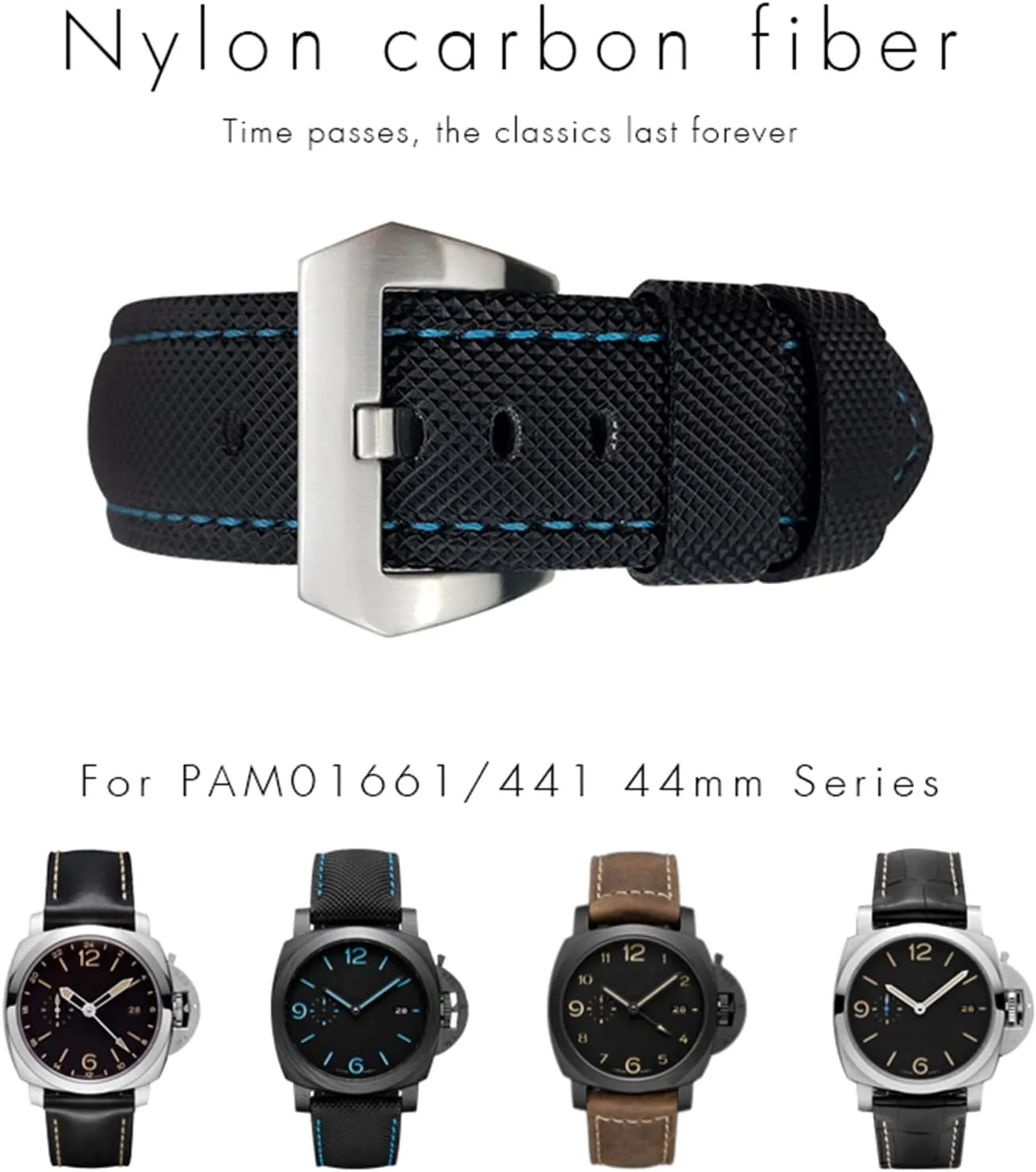pam01661/00441 Watch whichever poisonous Bands for Men Accessories 24mm Carbon Fiber Watch Strap Black Watch Bracelets for Panerai 