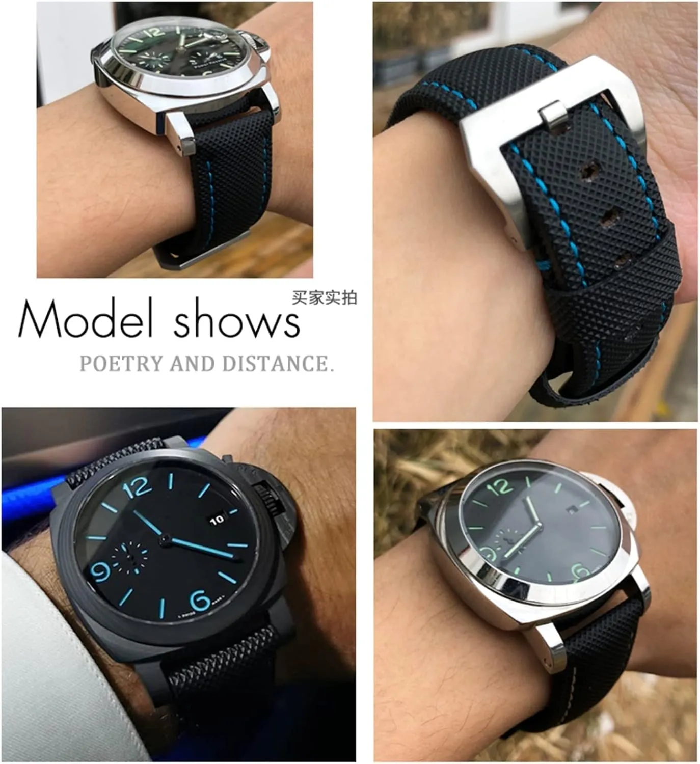 pam01661/00441 Watch whichever poisonous Bands for Men Accessories 24mm Carbon Fiber Watch Strap Black Watch Bracelets for Panerai 