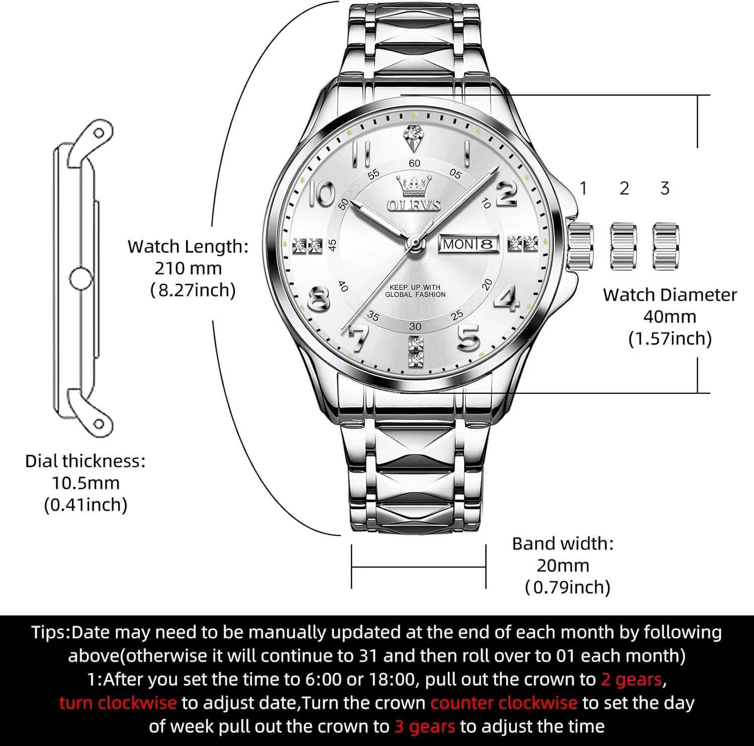 para Hombres OLEVS inferential Watches for Men,Mens Watch Large Wrist,Roman Numerals Men Watch,Chronograph Watches for Men,Luxury Watches for Men,Diamond Watches for Men,Men Watch Waterproof,Relojes 