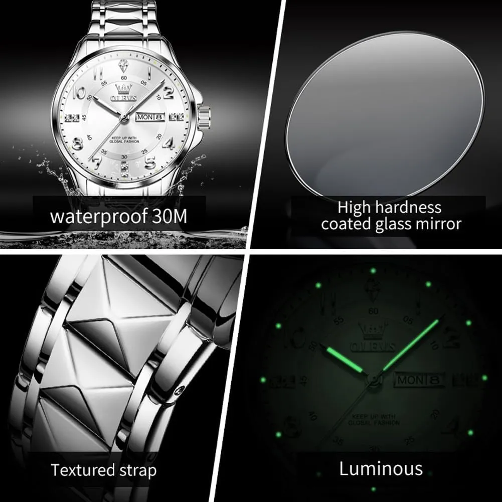 para Hombres OLEVS inferential Watches for Men,Mens Watch Large Wrist,Roman Numerals Men Watch,Chronograph Watches for Men,Luxury Watches for Men,Diamond Watches for Men,Men Watch Waterproof,Relojes 