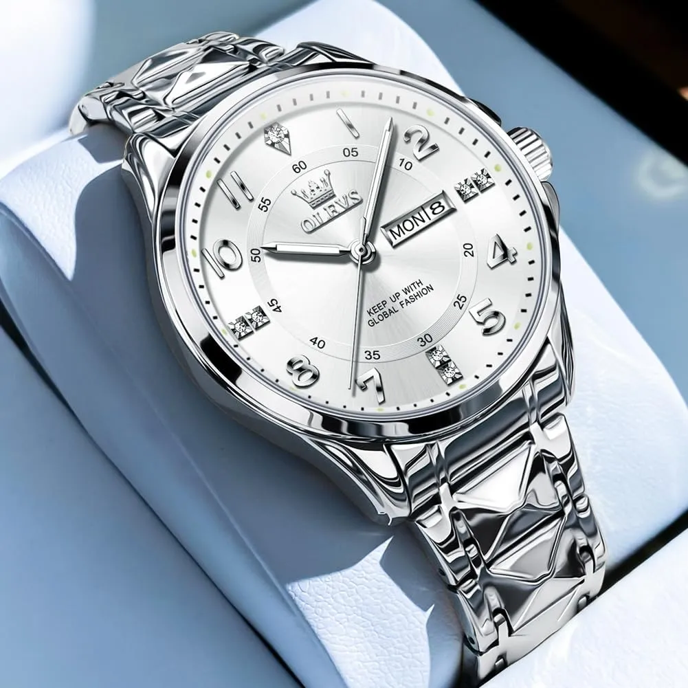 para Hombres OLEVS inferential Watches for Men,Mens Watch Large Wrist,Roman Numerals Men Watch,Chronograph Watches for Men,Luxury Watches for Men,Diamond Watches for Men,Men Watch Waterproof,Relojes 