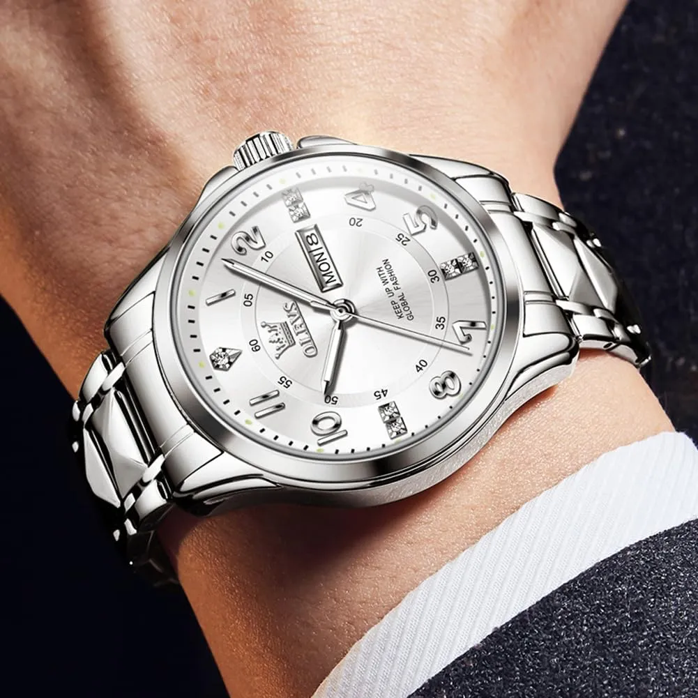 para Hombres OLEVS inferential Watches for Men,Mens Watch Large Wrist,Roman Numerals Men Watch,Chronograph Watches for Men,Luxury Watches for Men,Diamond Watches for Men,Men Watch Waterproof,Relojes 