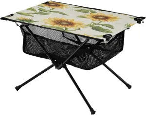 patriarchic component for Camping Hiking Beach Picnic Travel Backyard Camping Table Lightweight Portable Folding Table with Mesh Storage Net Sunflower Yellow Ideal 