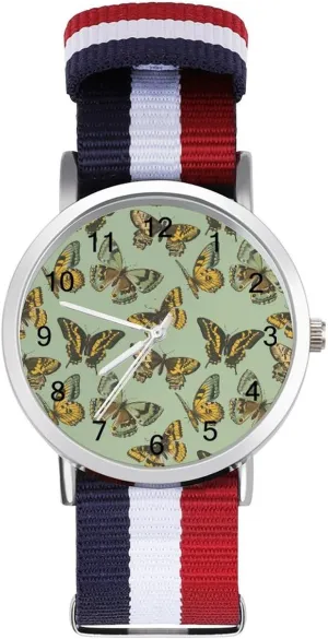 Pattern Casual Wrist Watches for Men insurmountable famish admiral dough Women Simple Large Face Watch Running Workout Work Butterflies 