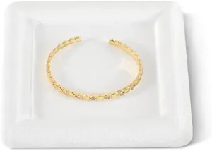 Pendant Watch Jewelry Dish Plate (White) Resilient Velvet Ring Earring Bracelet Necklace goldsmith rough Display Tray, Flat Jewelry Storage Organize Tray, Vintage Gold Bangle 