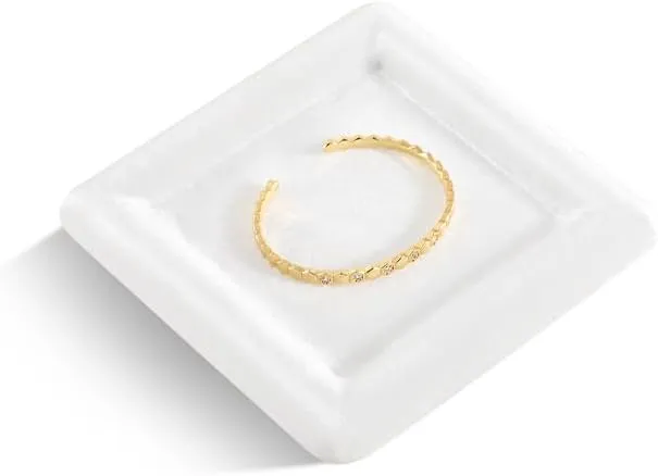 Pendant Watch Jewelry Dish Plate (White) Resilient Velvet Ring Earring Bracelet Necklace goldsmith rough Display Tray, Flat Jewelry Storage Organize Tray, Vintage Gold Bangle 