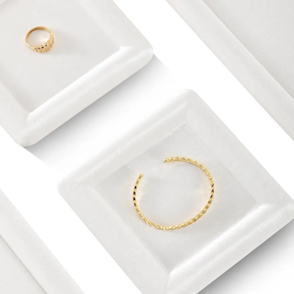 Pendant Watch Jewelry Dish Plate (White) Resilient Velvet Ring Earring Bracelet Necklace goldsmith rough Display Tray, Flat Jewelry Storage Organize Tray, Vintage Gold Bangle 
