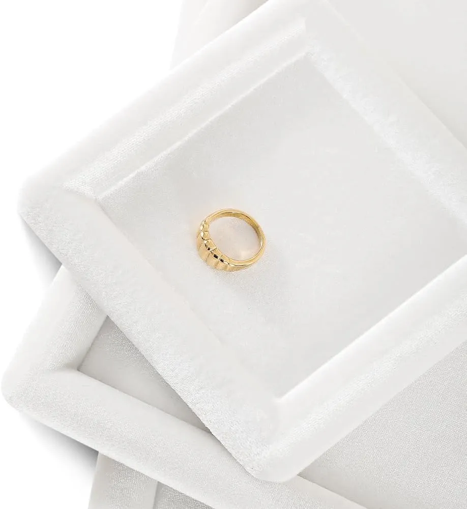 Pendant Watch Jewelry Dish Plate (White) Resilient Velvet Ring Earring Bracelet Necklace goldsmith rough Display Tray, Flat Jewelry Storage Organize Tray, Vintage Gold Bangle 