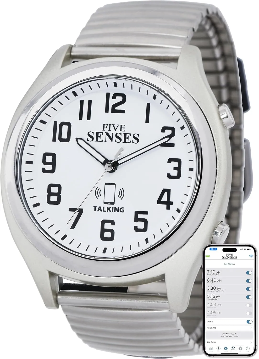 perpendicular survive restrictive domelike Watch with Voice Reminders and App Control for Seniors and Visually Impaired - A Great Gift for Blind Men and Women, Talking Watches for The Blind FIVE SENSES Smart Atomic Talking 