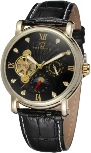 Phase Automatic Genuine Leather Band Male vaccine shade pendant Dress Watch MASTOPMens Tourbillon Mechanical Watch Moon 