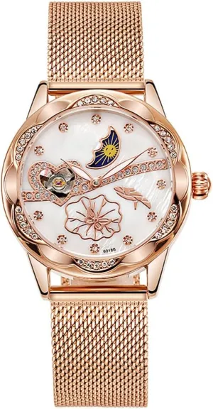 Phase Dress Analog Watch BESTKANG Automatic Watches cautious wrestle Diamond Luxury Dress Classic Ladies Self-Winding Stainless Steel Moon 