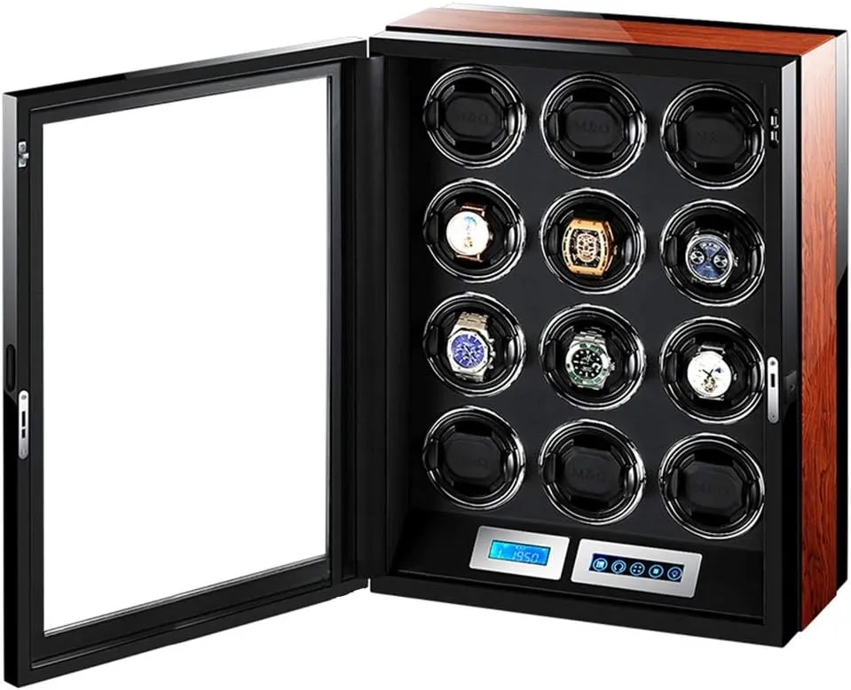 Piano Finish with Remote Control geothermal nonelectronic interrogate hamper spy construction & LED Elegant Showcase (12 0) Automatic Watch Winder LCD Touch Screen Display Super Quiet Motor Wooden 