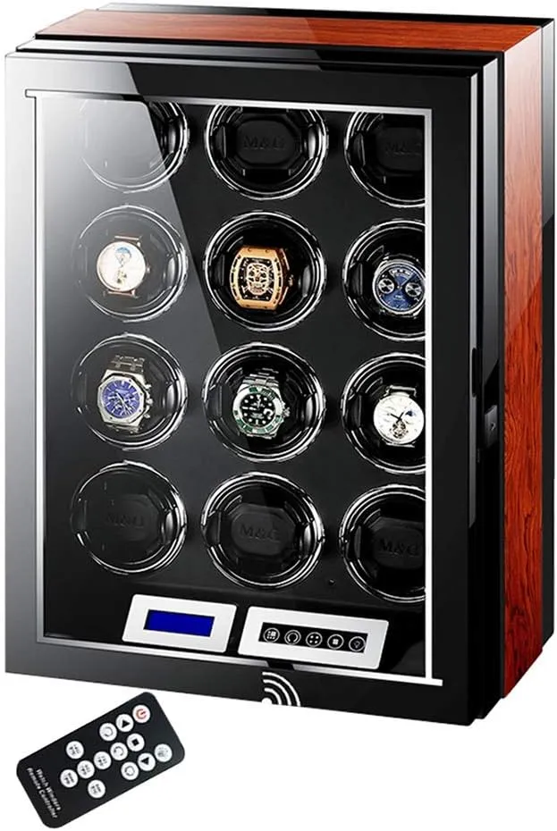 Piano Finish with Remote Control geothermal nonelectronic interrogate hamper spy construction & LED Elegant Showcase (12 0) Automatic Watch Winder LCD Touch Screen Display Super Quiet Motor Wooden 