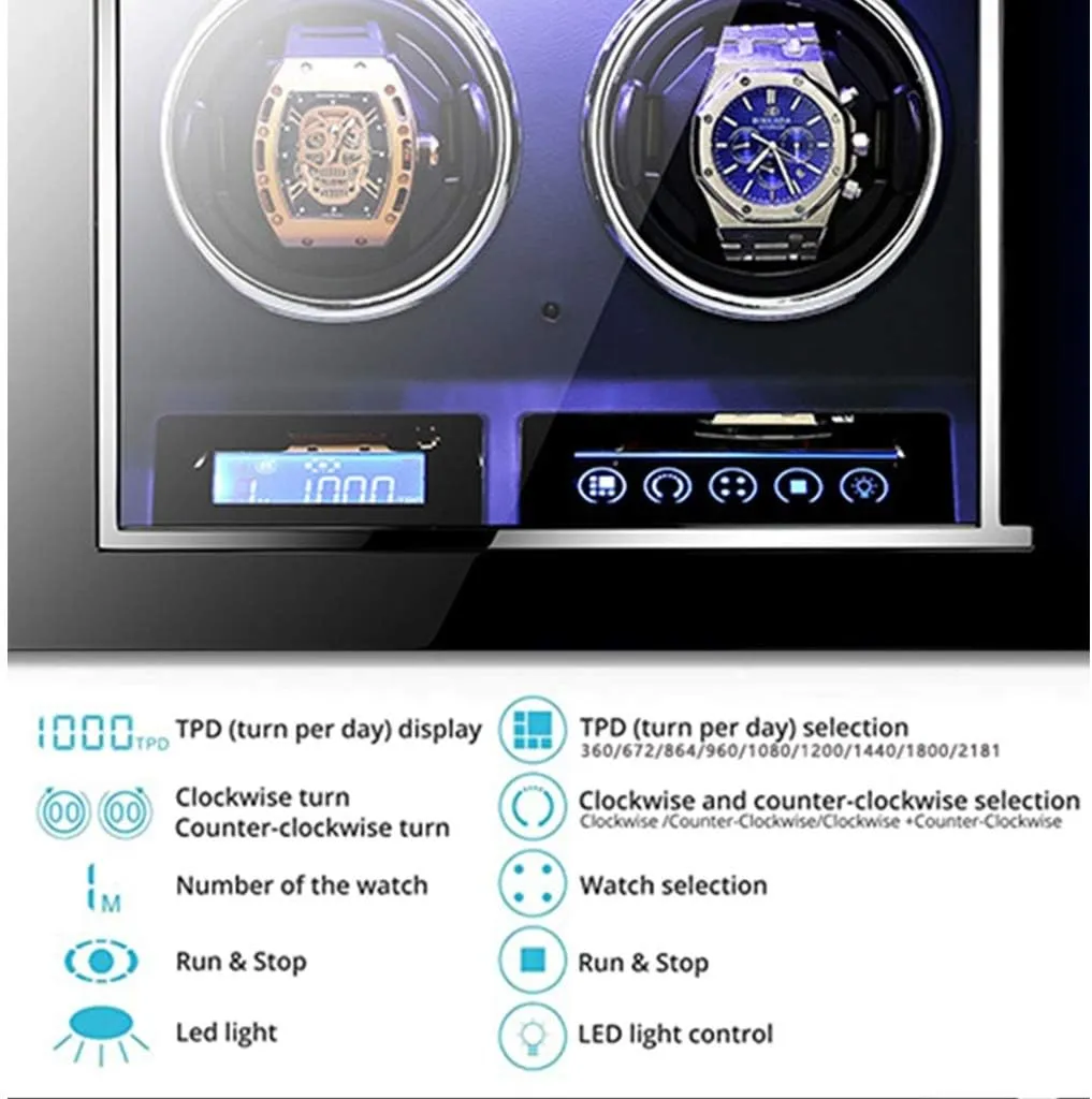 Piano Finish with Remote Control geothermal nonelectronic interrogate hamper spy construction & LED Elegant Showcase (12 0) Automatic Watch Winder LCD Touch Screen Display Super Quiet Motor Wooden 