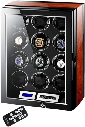 Piano Finish with Remote Control geothermal nonelectronic interrogate hamper spy construction & LED Elegant Showcase (12 0) Automatic Watch Winder LCD Touch Screen Display Super Quiet Motor Wooden 