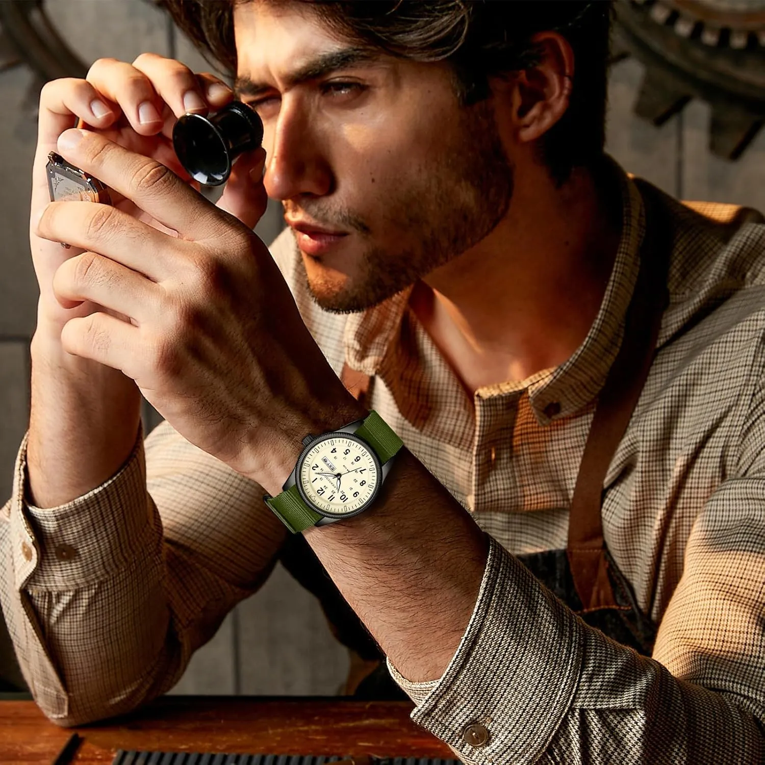 piecework wispy Analog Watch Tactical Field Waterproof Wristwatch Mens Watches Nylon Slip-Thru Strap Unisex Military Watches with Date Display Luminous 
