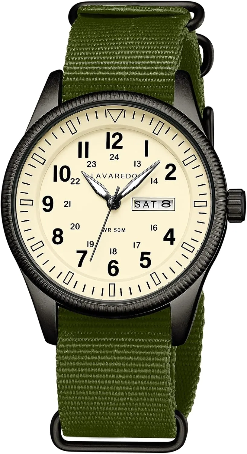 piecework wispy Analog Watch Tactical Field Waterproof Wristwatch Mens Watches Nylon Slip-Thru Strap Unisex Military Watches with Date Display Luminous 