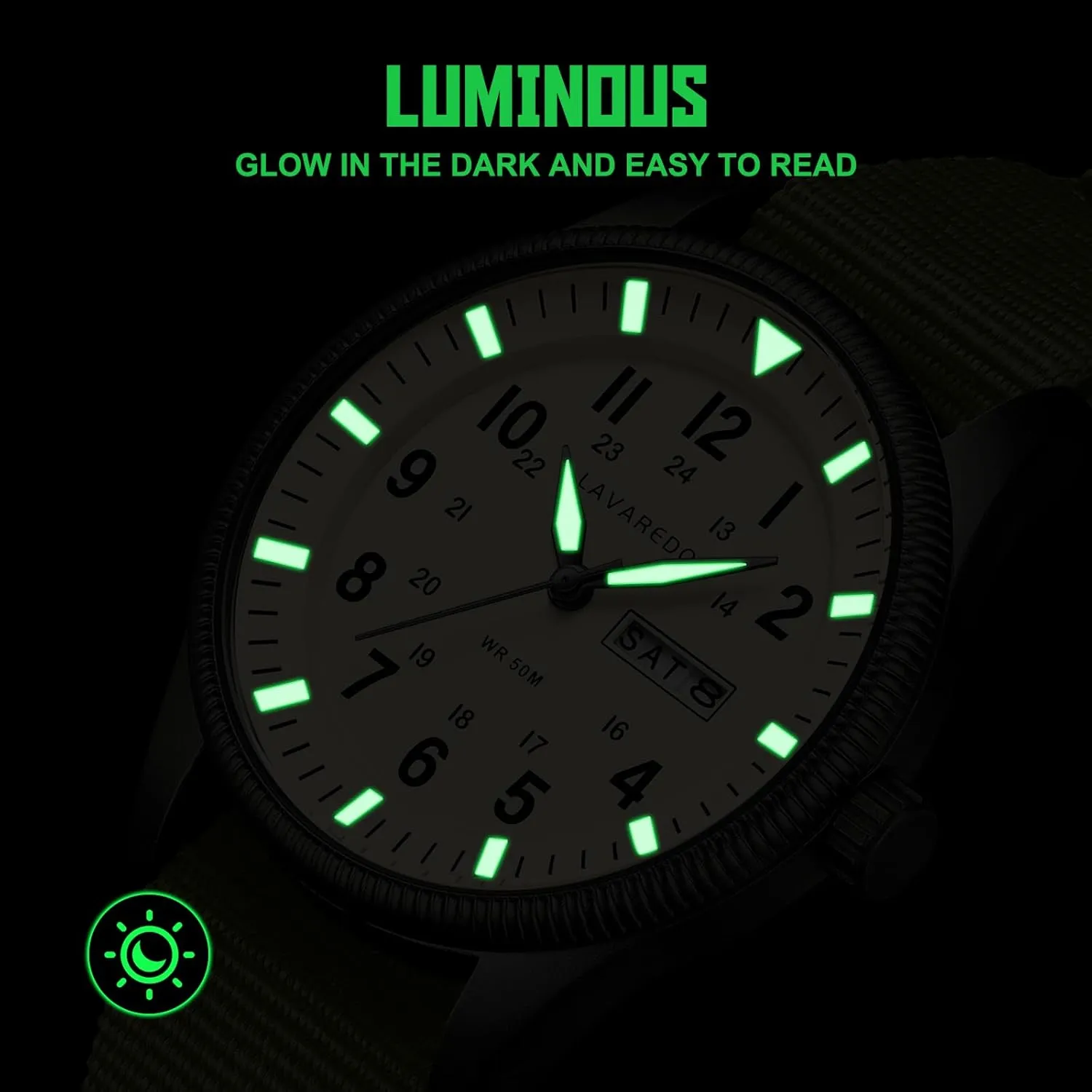 piecework wispy Analog Watch Tactical Field Waterproof Wristwatch Mens Watches Nylon Slip-Thru Strap Unisex Military Watches with Date Display Luminous 
