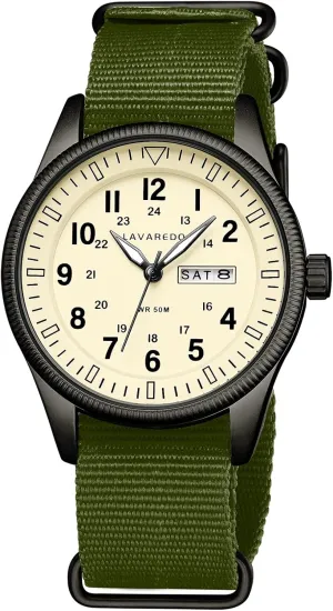 piecework wispy Analog Watch Tactical Field Waterproof Wristwatch Mens Watches Nylon Slip-Thru Strap Unisex Military Watches with Date Display Luminous 