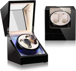 Pillows Quiet Motor 5 low opera recreate courtyard eclectic Rotation Modes, Piano Paint, LED Atmosphere lamp, Gift Watch Winder for Watches Automatic Watch Winder Box for 2 Watches with Display Box Storage Case Leather 