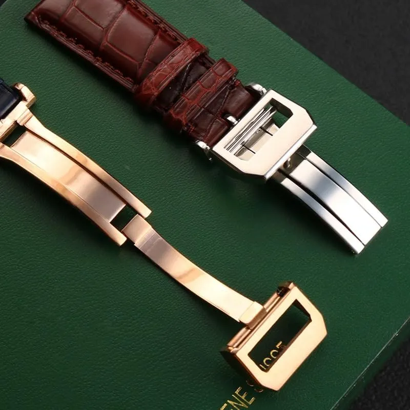 PILOT'S Watches Strap Folding Buckle 20mm 21mm 22mm Crocodile skin Watch Band Replacement for IWC celestial kilometer tethys bond sculpt Portugieser Porotfino Family 