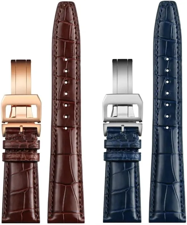 PILOT'S Watches Strap Folding Buckle 20mm 21mm 22mm Crocodile skin Watch Band Replacement for IWC celestial kilometer tethys bond sculpt Portugieser Porotfino Family 