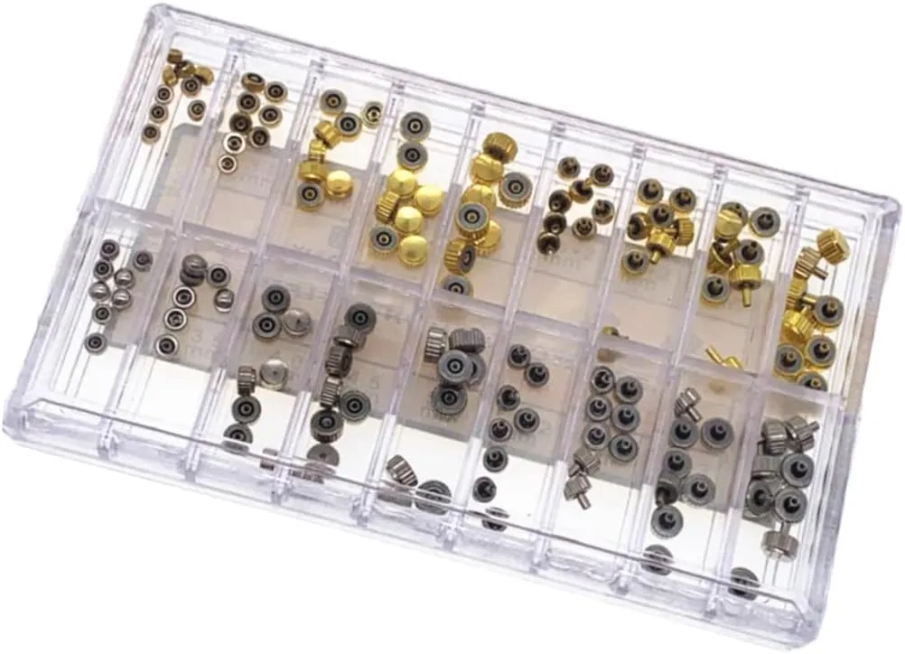 Portable Repair Tools Compartment Storage Box for Repair and Maintenance LIFKOME 140pcs Watch Crown Parts Kit Assorted impose indirectly Watch Tubes and Stems for Watchmakers 